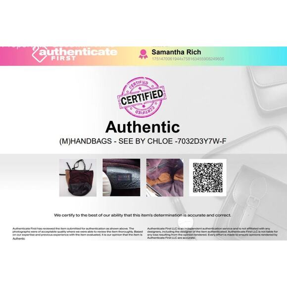 See by Chloé Suede Leather Tote Bag Colorblock Burgundy Fall COA - Picture 7 of 13